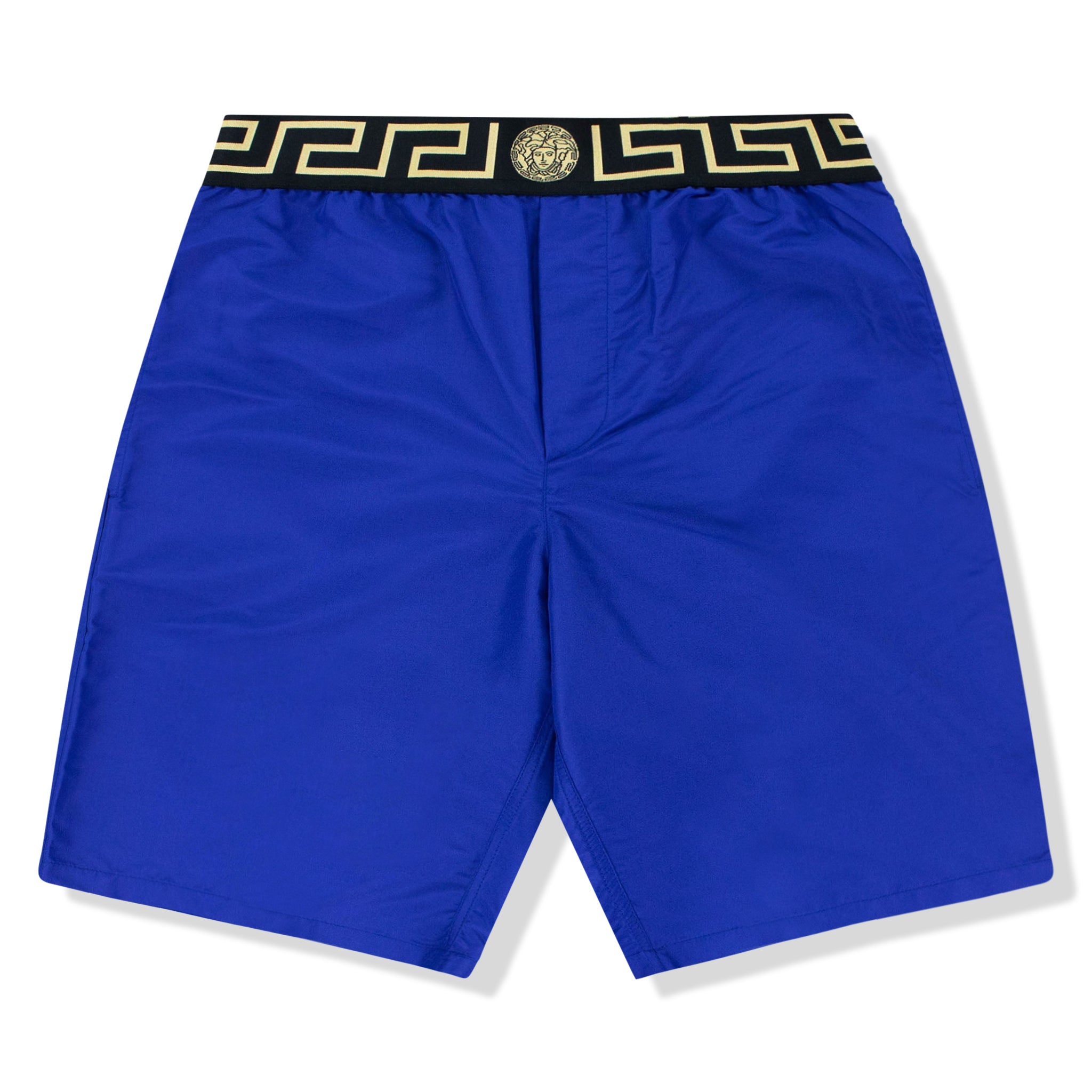 Image of Versace Greca Border Swim Shorts Blue